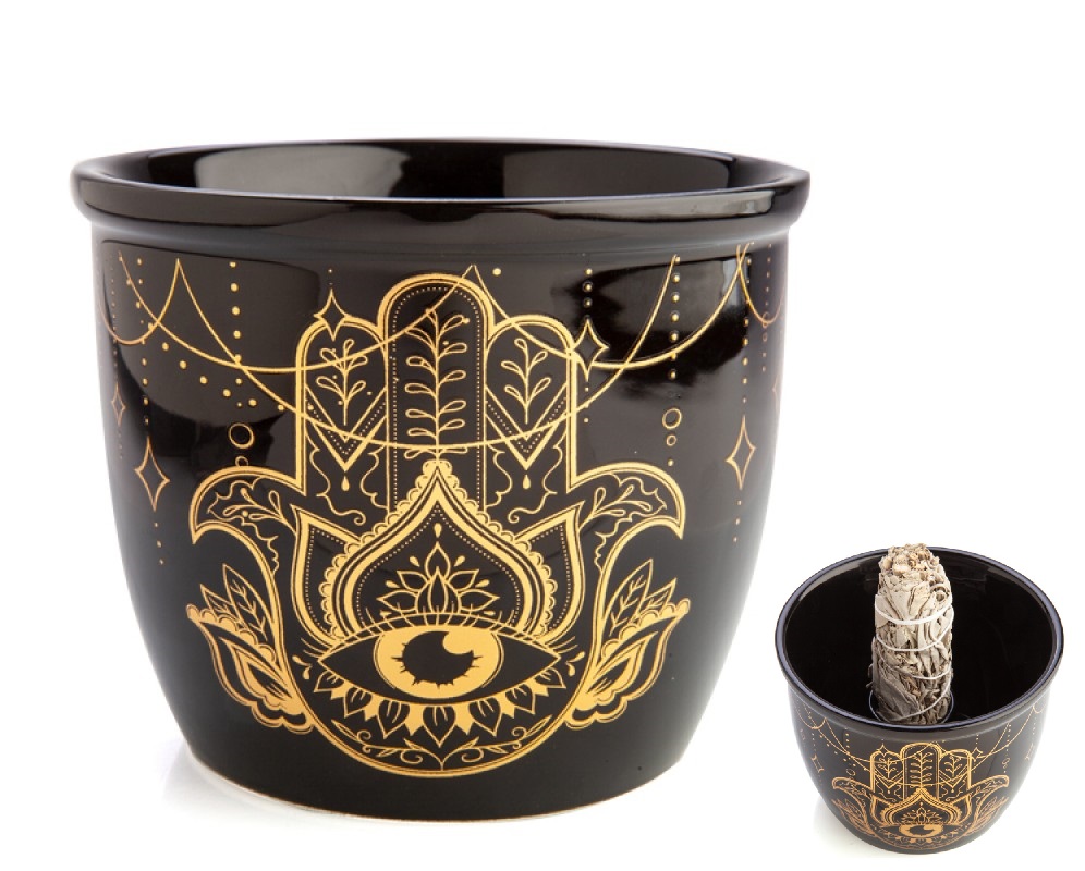 Hamsa Hand & Eye Design Smudge Bowl